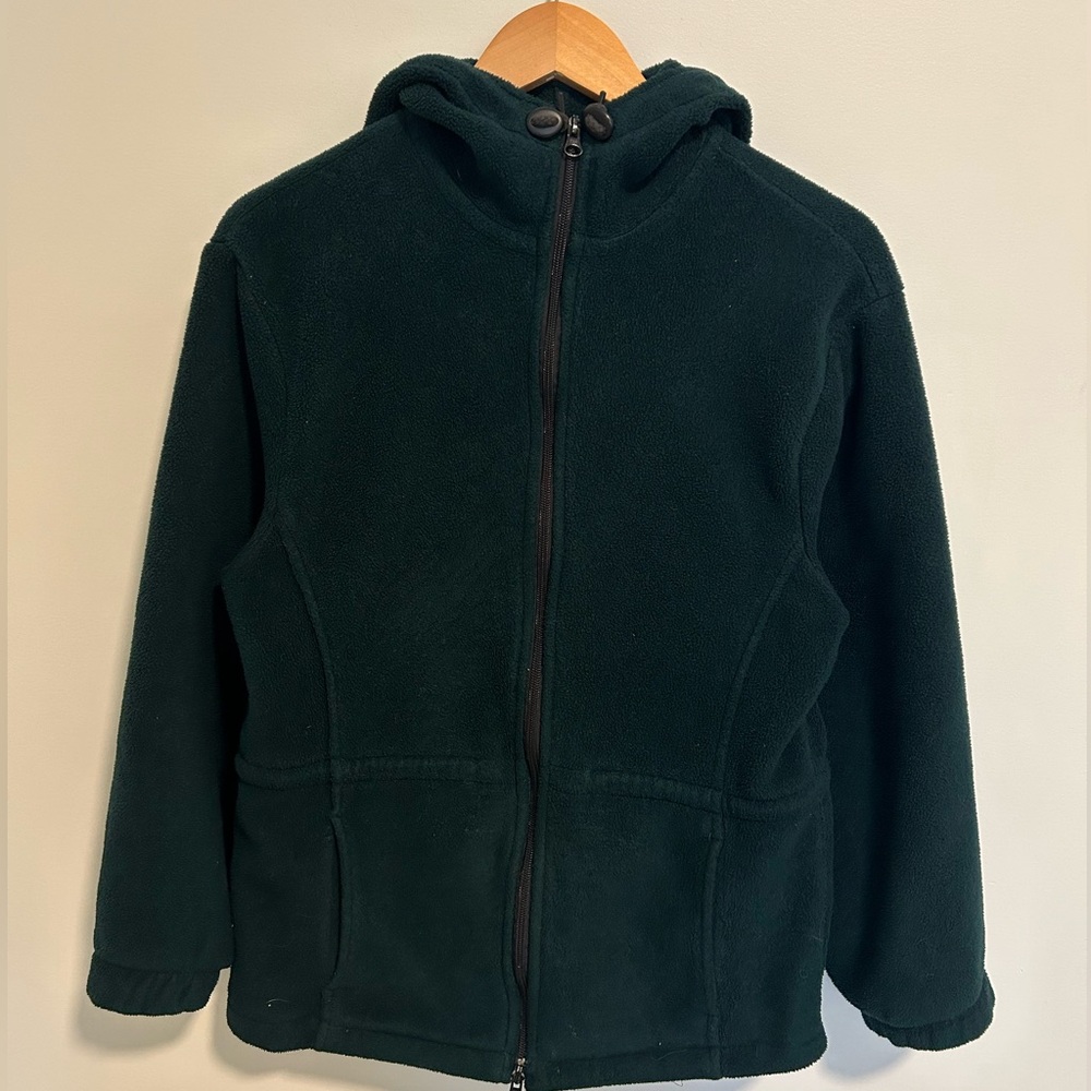 Vintage Women's Small Made In USA Woolrich Fleece Zip Up Jacket Dark Green